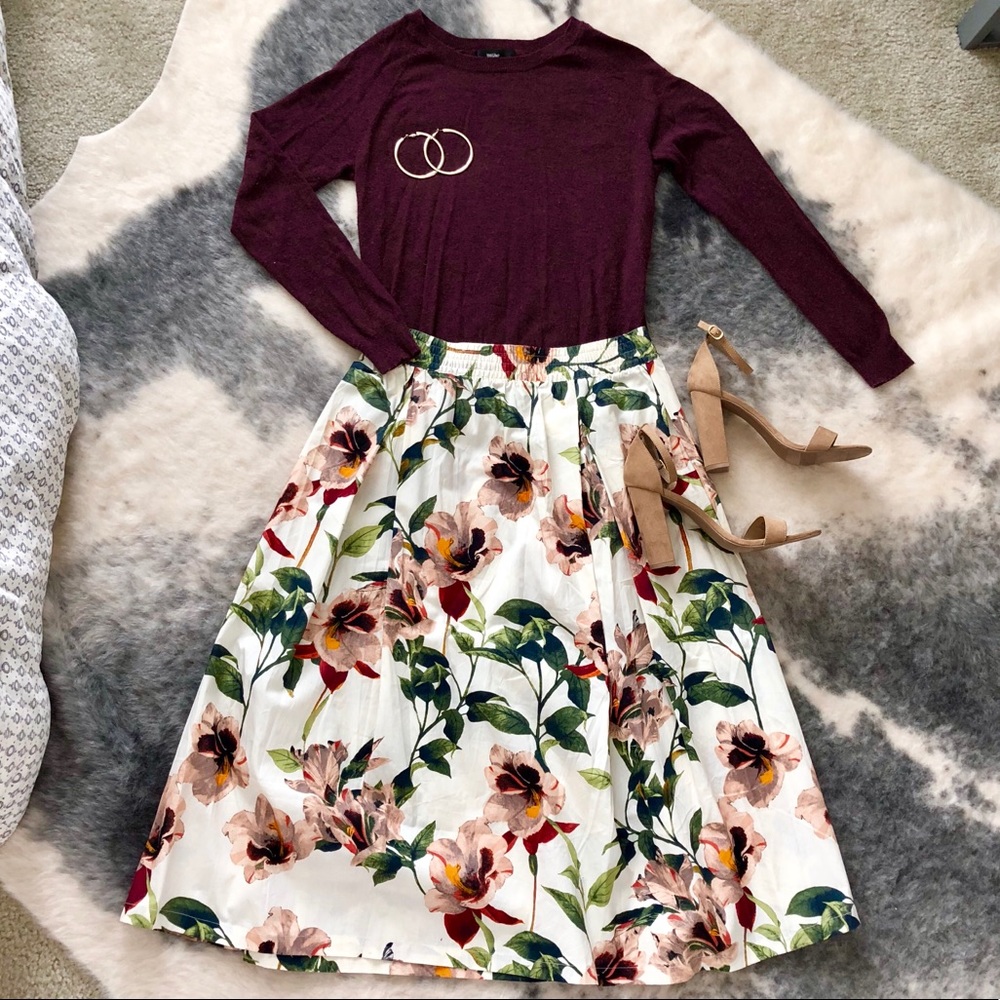 Philosophy high-waisted a-line floral skirt NWT